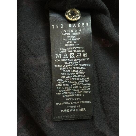 Ted Baker Colour by Numbers Limeri V-Neck Printed Midi Dress Size 4 - Picture 7 of 11